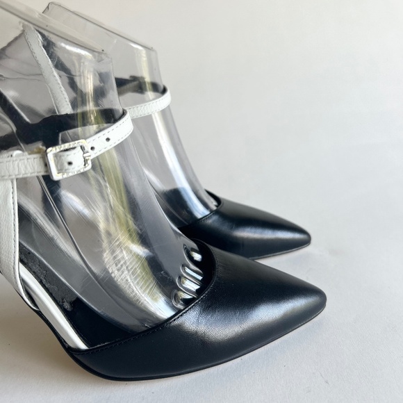 Ivanka Trump Itgeava Black White Leather Point Toe Heeled Slingbacks size 7.5 - Picture 16 of 16